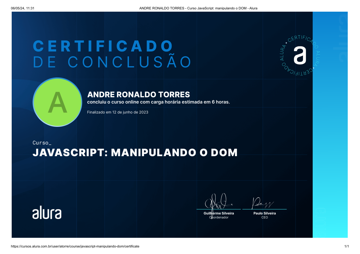 Certificado JavaScript: Manipulando o DOM