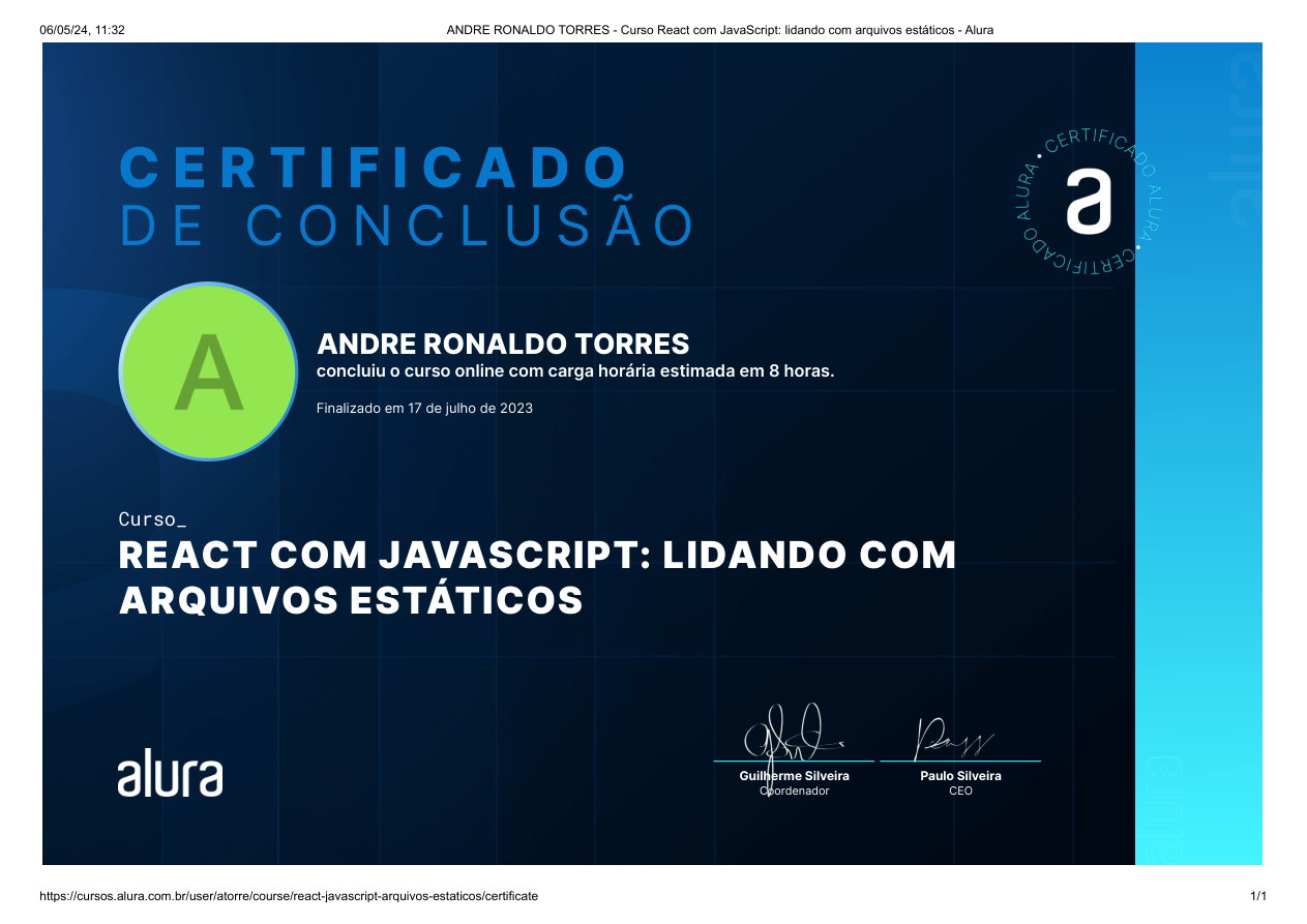 Certificado React com JS: Arquivos Estáticos