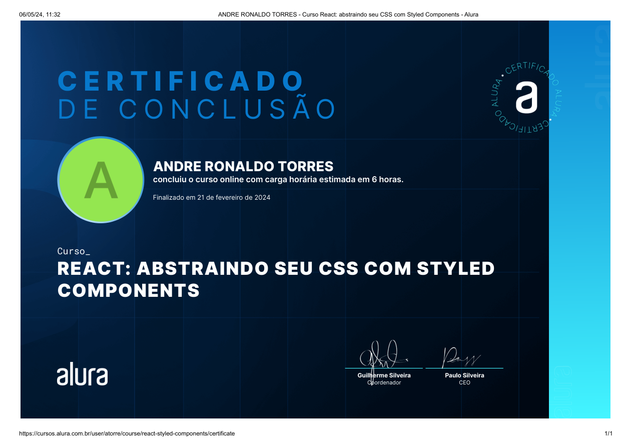 Certificado React: Abstraindo CSS com Styled Components