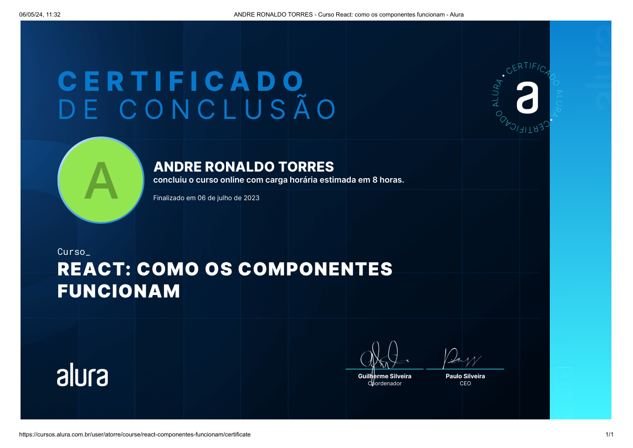 Certificado React: Como os Componentes Funcionam