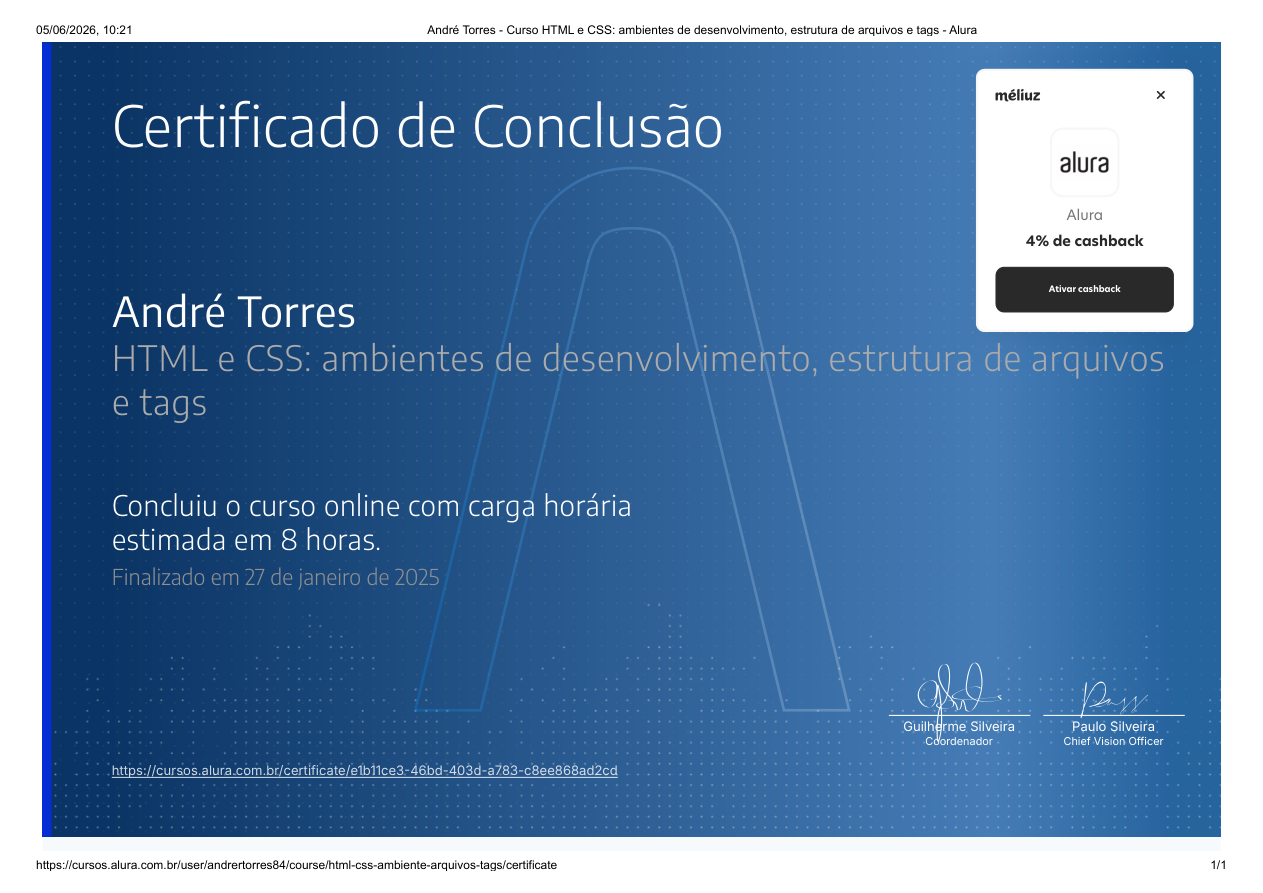 Certificado HTML e CSS: Ambientes de Desenvolvimento