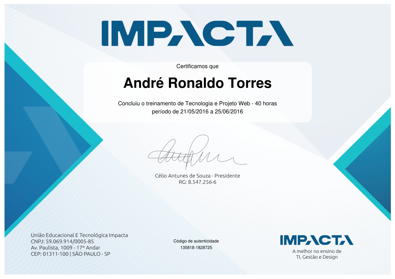Certificado Tecnologia Projeto Web